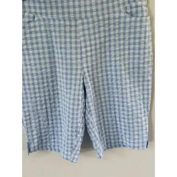 Seersucker Womens Bermuda Shorts D&CO Denim And Company Striped Size SP Pockets - Picture 4 of 9